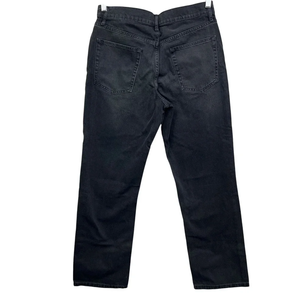 Topman Men Jeans Straight Leg Button Fly Denim 5 Pocket Black Wash Size W32 L32*